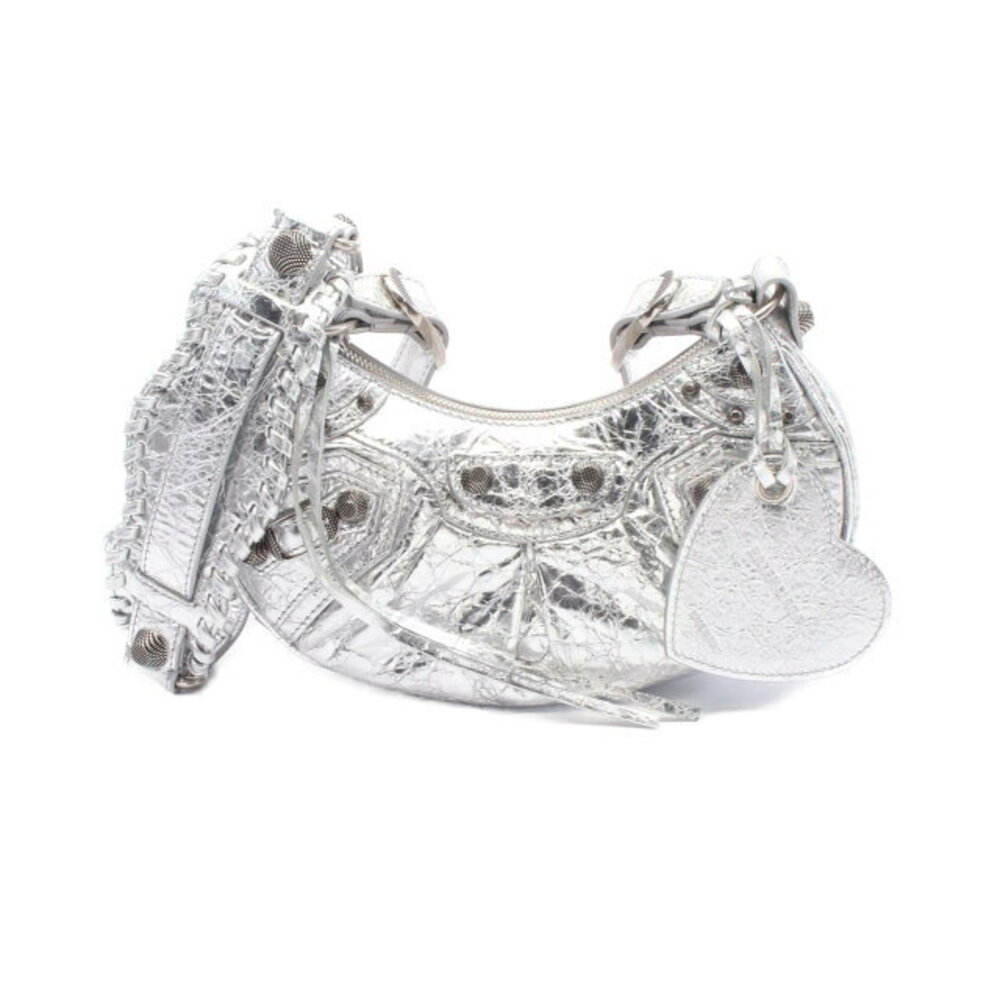 Balenciaga LE CAGOLE Shoulder Bag Leather Silver